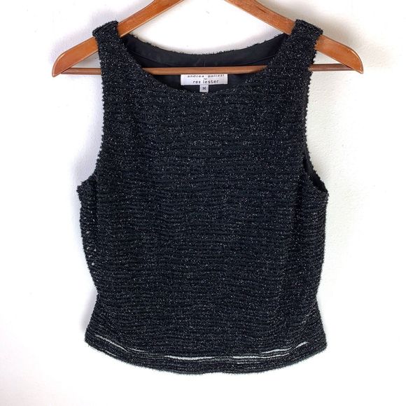 Andrea Polizzi Rex Lester Formal Sleeveless Top Medium Cocktail Metallic Black M - Picture 1 of 5